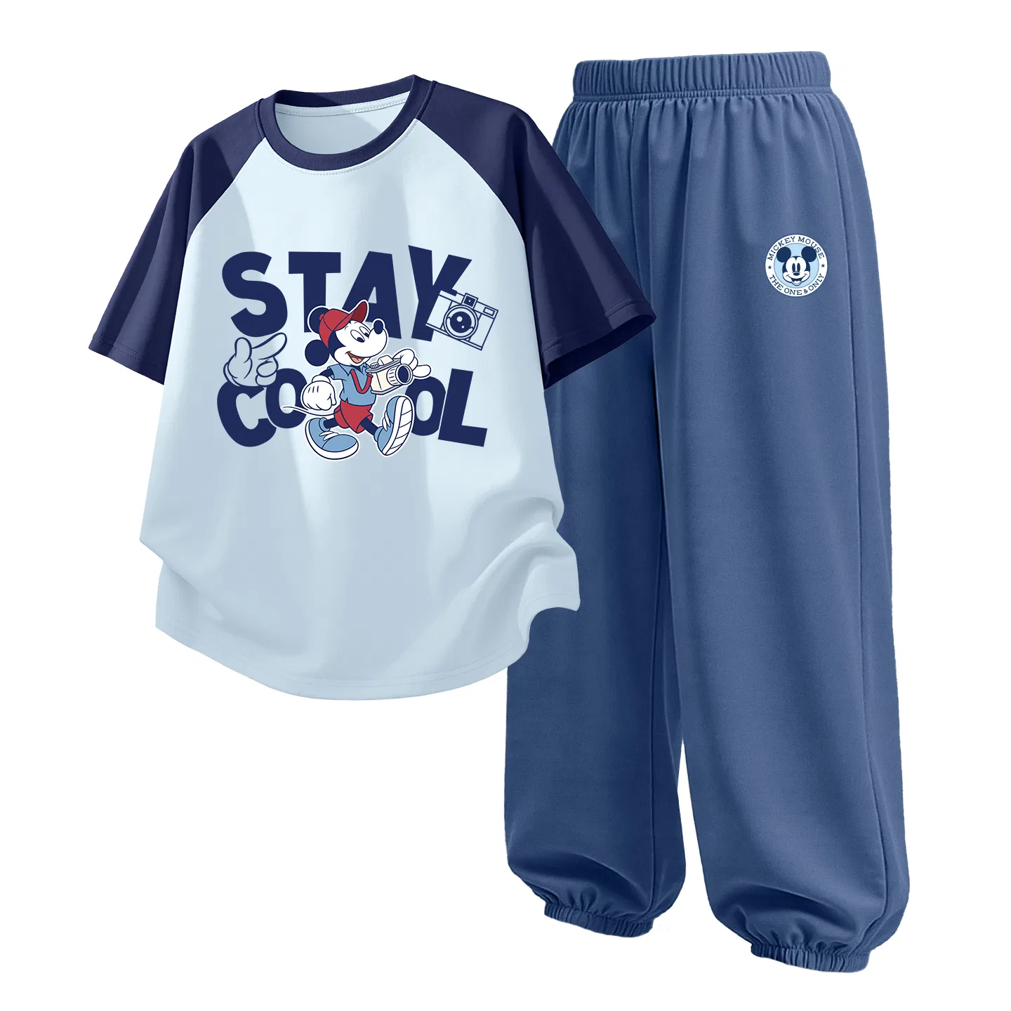 Детский спортивный костюм Casual Sportswear 2 Piece Set Disney, Videography Clear Blue+Di Round Logo Mickey Mouse Denim Blue