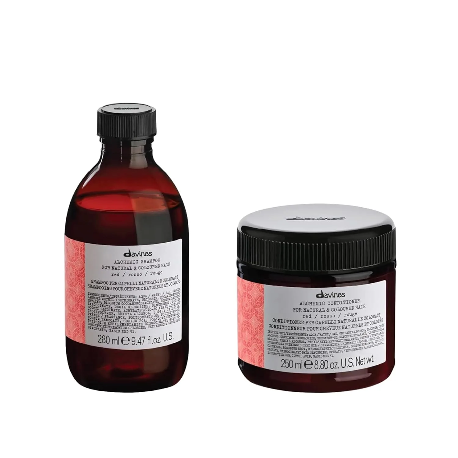 Шампунь Davines Alchemic, безопасное очищение для окрашенных волос, 6 ярких оттенков для придания блеска и интенсивности цвета, 273 мл., Red