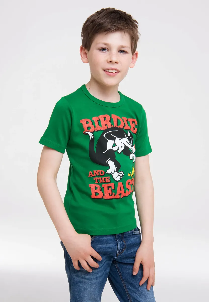Футболка Logoshirt "Looney Tunes - Sylvester & Tweety" с лицензионным принтом, зеленый — фото 4