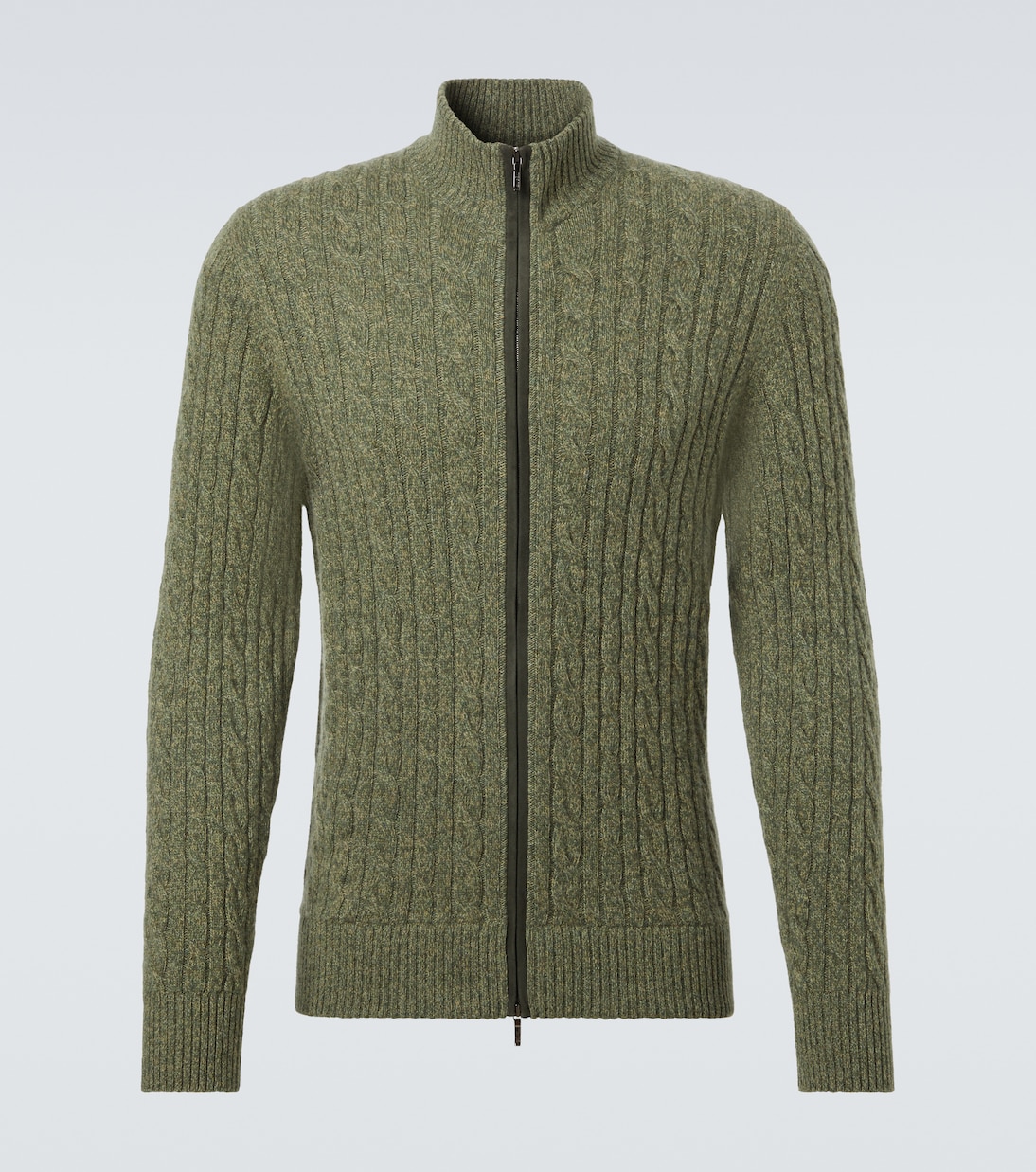 

Кашемировый свитер с молнией и рельефным узором Loro Piana, Chestnut Plant