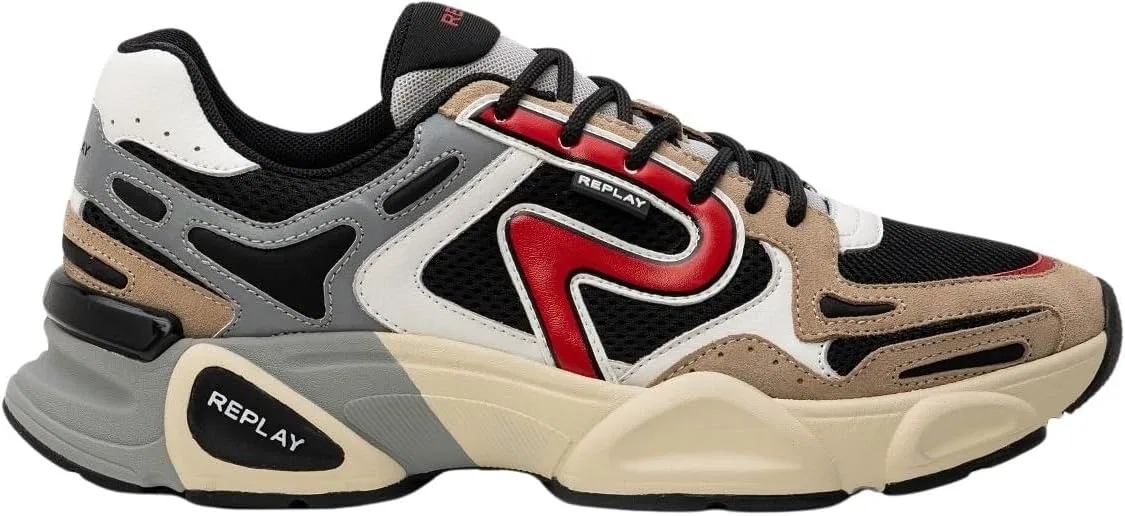 Кроссовки Replay Herren Gms9m .000.c0002tSneaker, 3323 Beige Black Red — фото 3