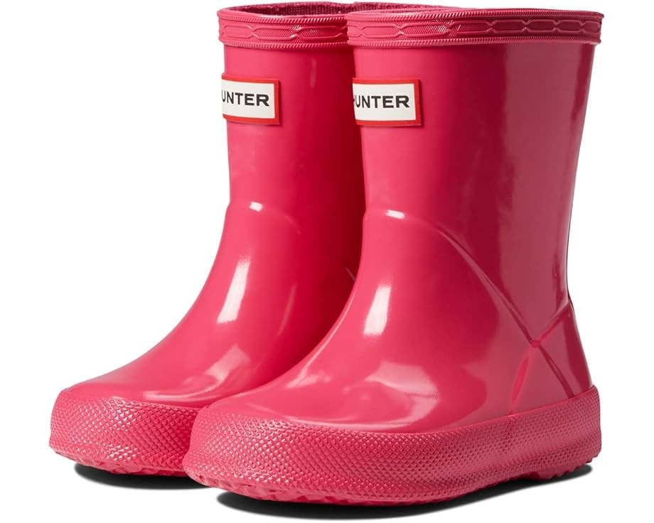 

Детские резиновые сапоги Hunter First Classic Gloss, розовые, водонепроницаемые, надеваются через голову, модель ZOGG862