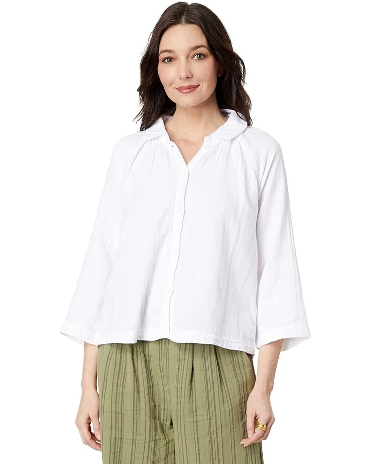 

Блуза Mod-o-doc Double Layer Gauze 3/4 Sleeve Easy-Fit Button-Up, белый