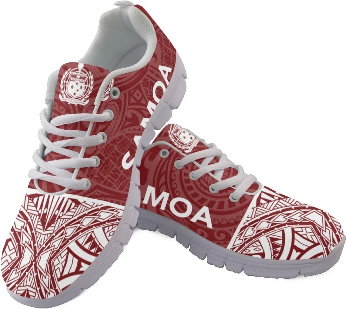 

Кроссовки для ходьбы и бега AmzPrint с гавайским полинезийским племенным принтом, для мужчин, красный