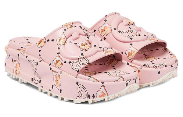 Сандалии x pikarar slide sandal with gg animal print 'light pink' Gucci, розовый — фото 2