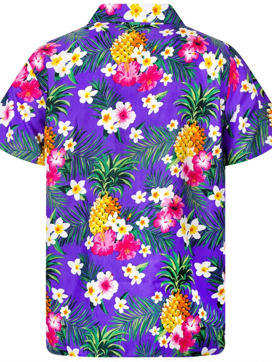 Рубашка на пуговицах классического кроя King Kameha Pineapple Flowers, фиолетовый — фото 2