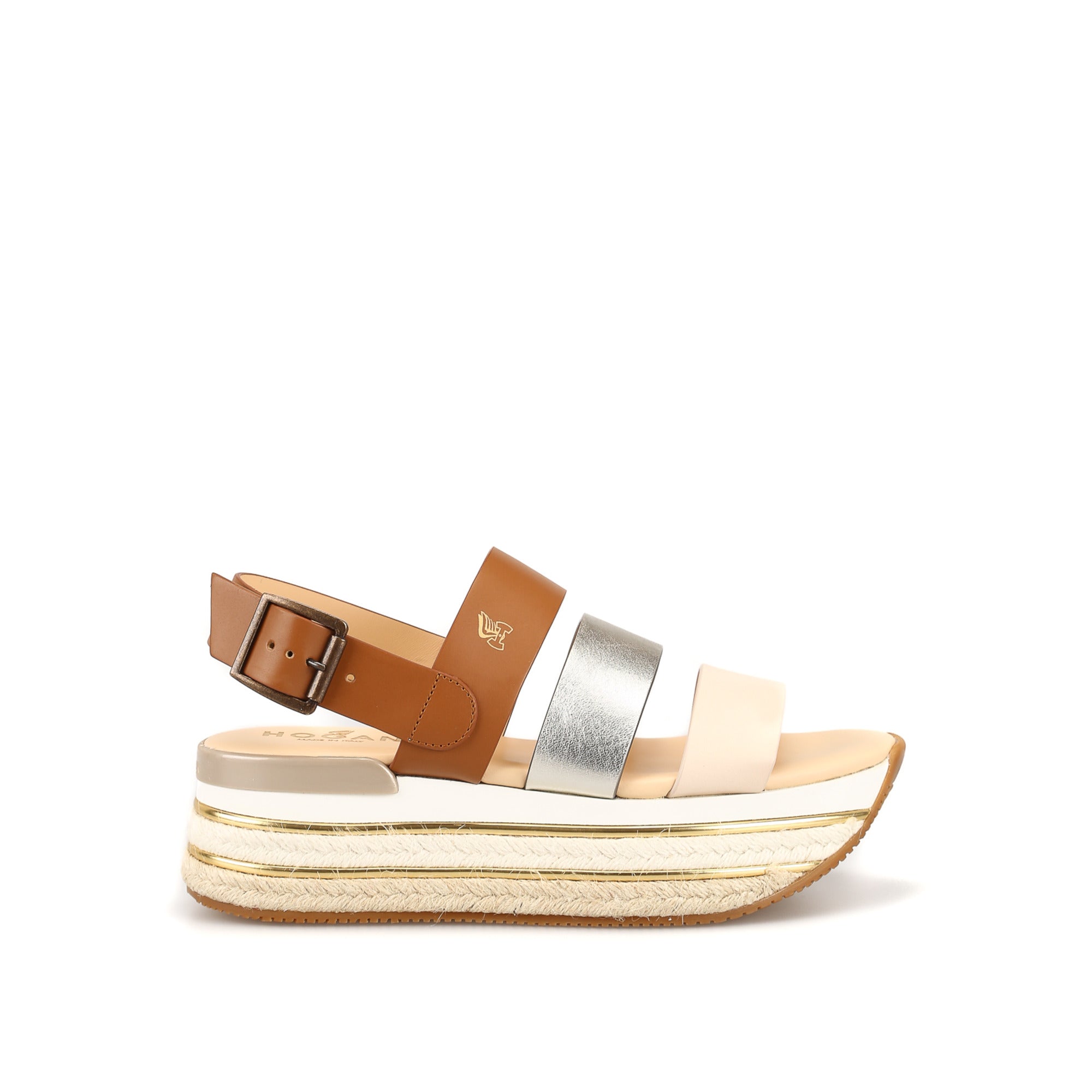 Hogan H432 Кожаные сандалии на платформе, коричневый