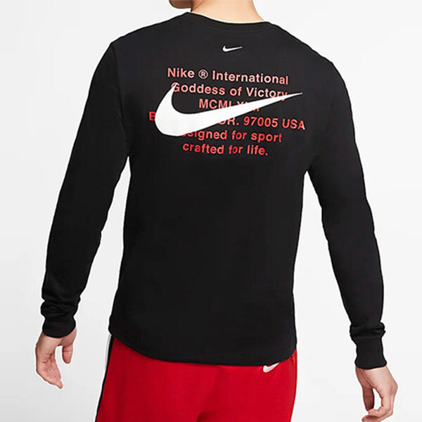 Футболка casual sports round neck long sleeves black Nike, черный — фото 4
