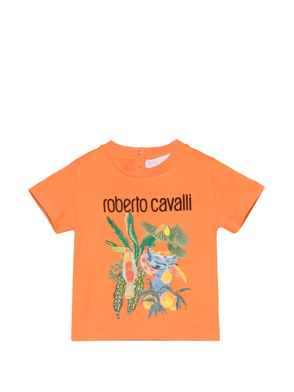 

Футболка с тропическим принтом Roberto Cavalli Junior, оранжевый