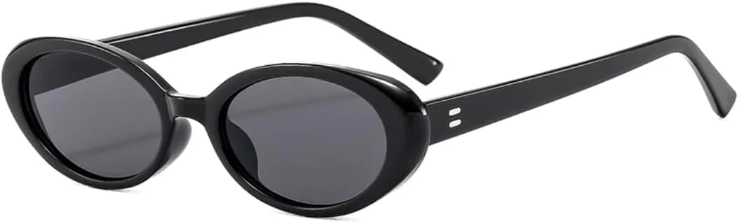 

Солнцезащитные очки для мужчин и женщин - защита UV400 - маленькие овальные линзы конфетного цвета для занятий спортом на открытом воздухе и вождения DSVIGF, Black