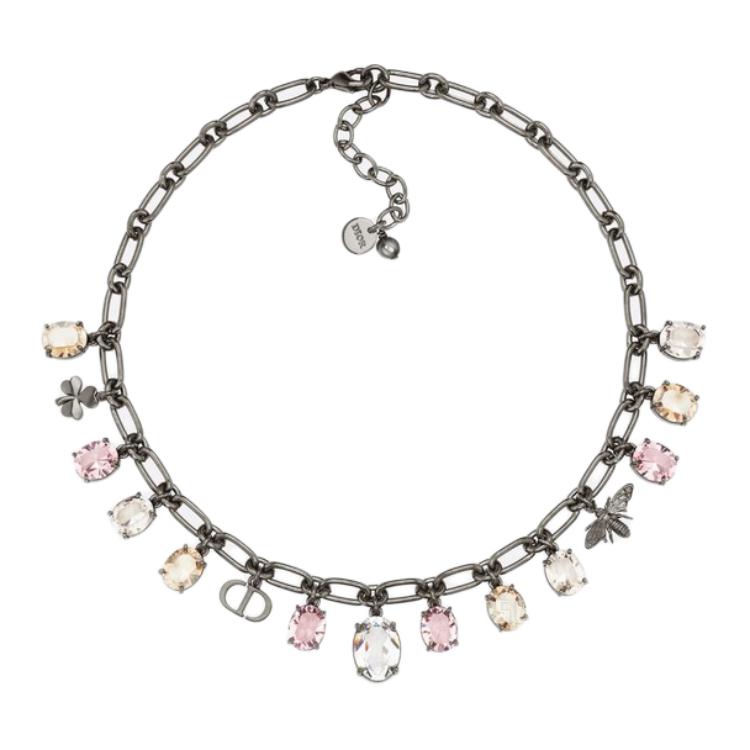 

Металлическое ожерелье с искусственными кристаллами для женщин, цвет Gunmetal DIOR, gunmetal