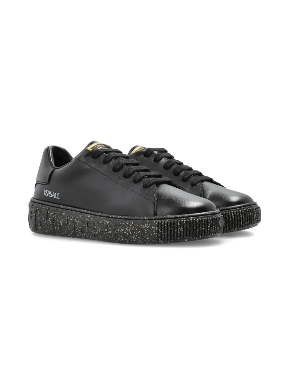 

Кроссовки с крапчатой подошвой и логотипом Greca Versace Kids, черный