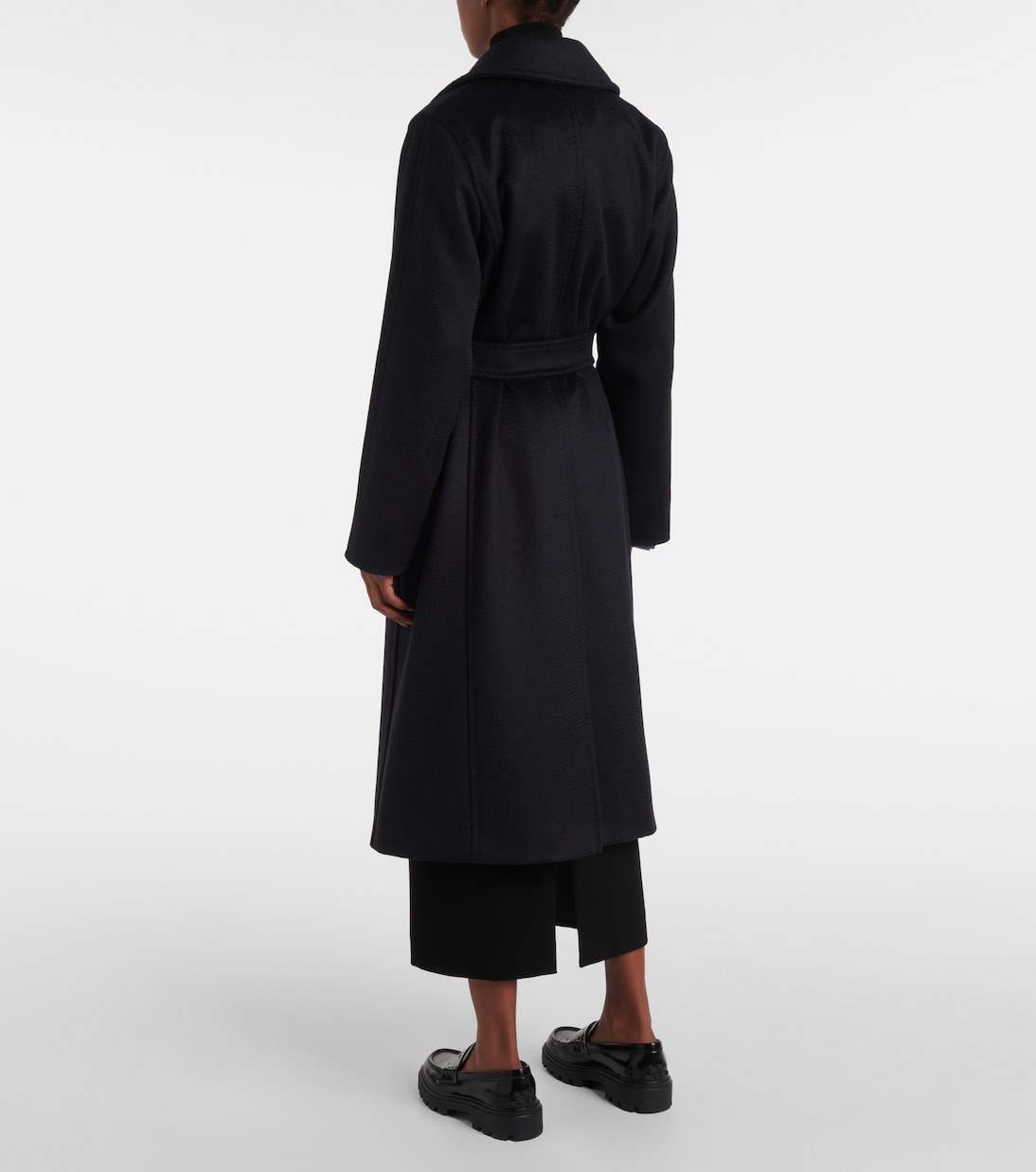 Шерстяное пальто с поясом Manuela Icon Max Mara, Blu Marino — фото 3