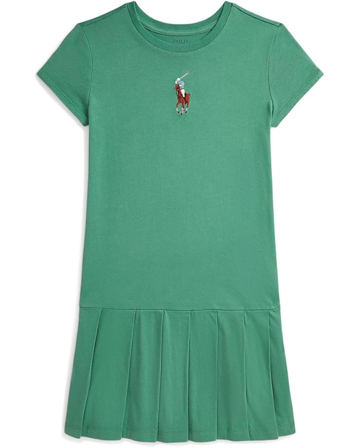 

Платье Polo Ralph Lauren Kids Big Pony Pleated Cotton Jersey Dress, цвет Fairway Green
