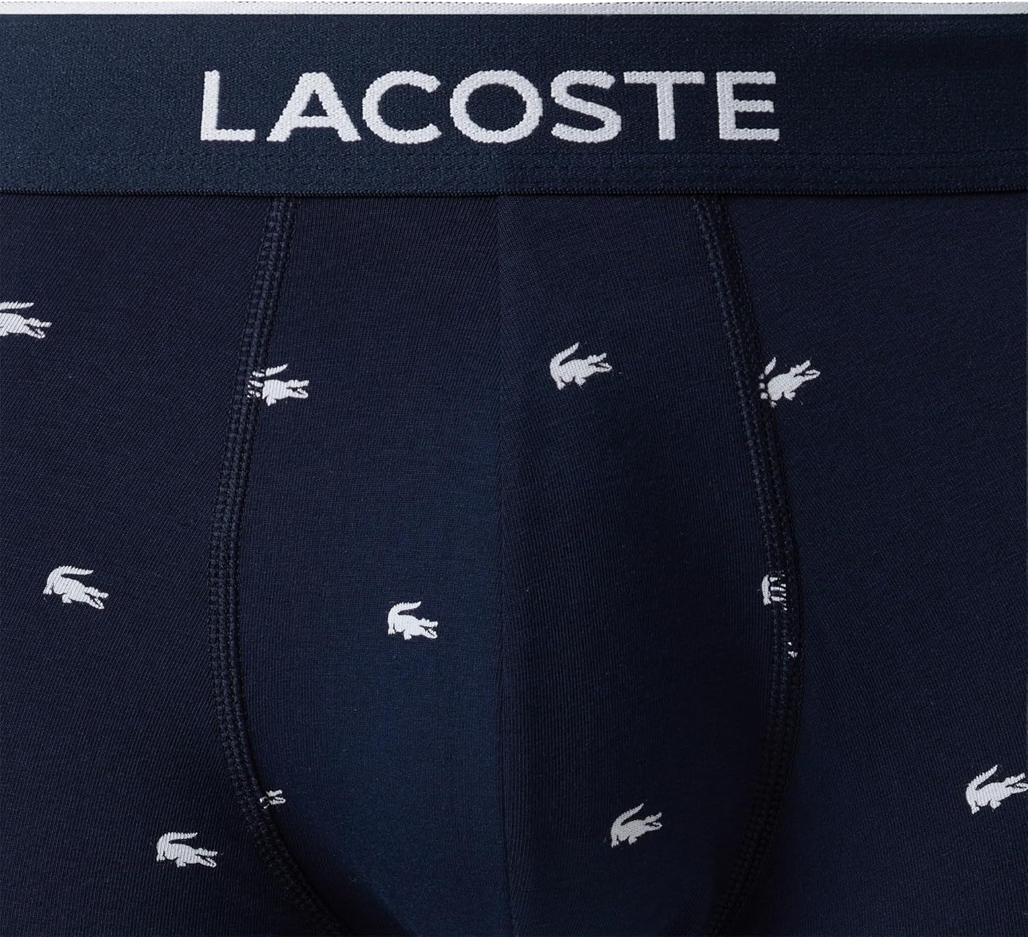 Lacoste мужские хлопковые боксеры с мини-принтом крокодила, 3 шт (Amazon Exclusives), Navy Blue/Navy Blue/Red — фото 2
