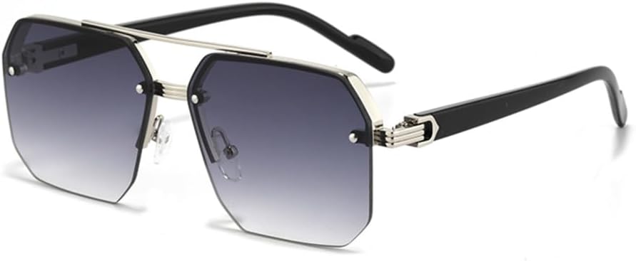 

Женские солнцезащитные очки без оправы, прямоугольной формы, с двойной перемычкой, без оправы, градиентные очки для женщин, защита от ультрафиолета UV400 generic, Silver Grey