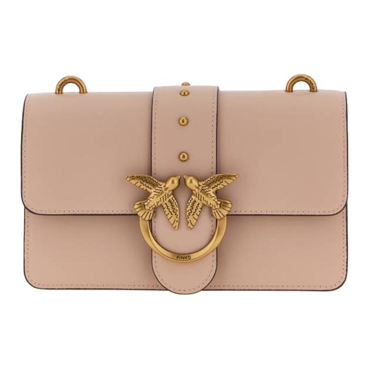 

PINKO Миниатюрный женский плечевой рюкзак из телячьей кожи розового цвета