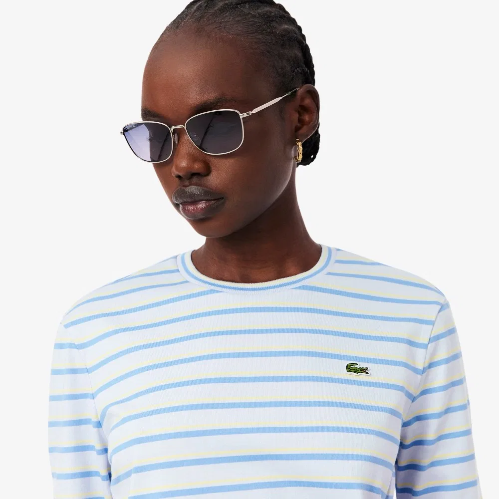 Футболка Lacoste с длинным рукавом, мультиполоска, синяя — фото 2
