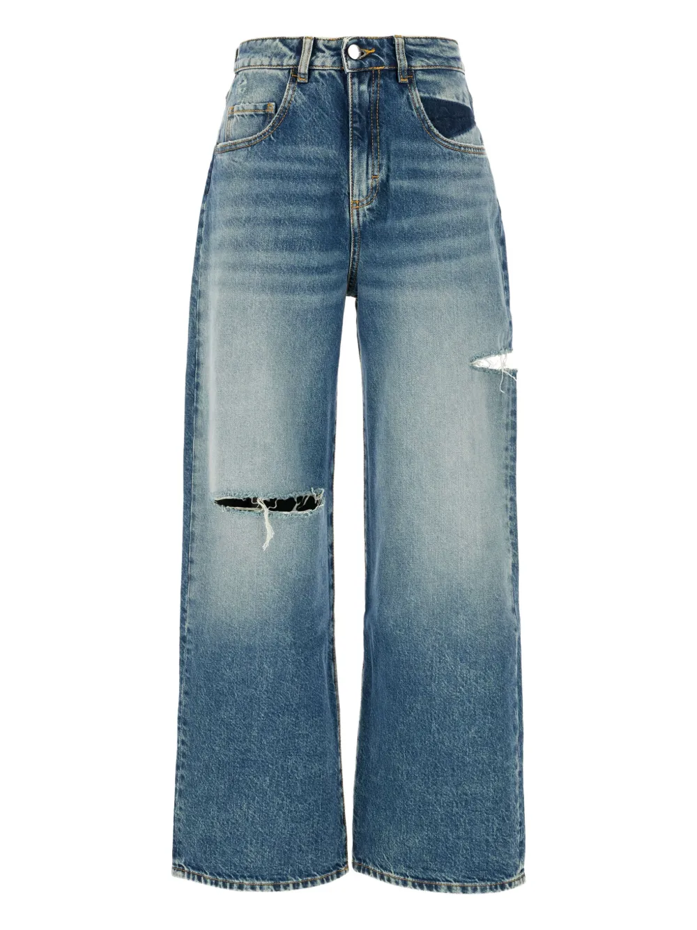 

Джинсы из рваного хлопка ICON DENIM, синий