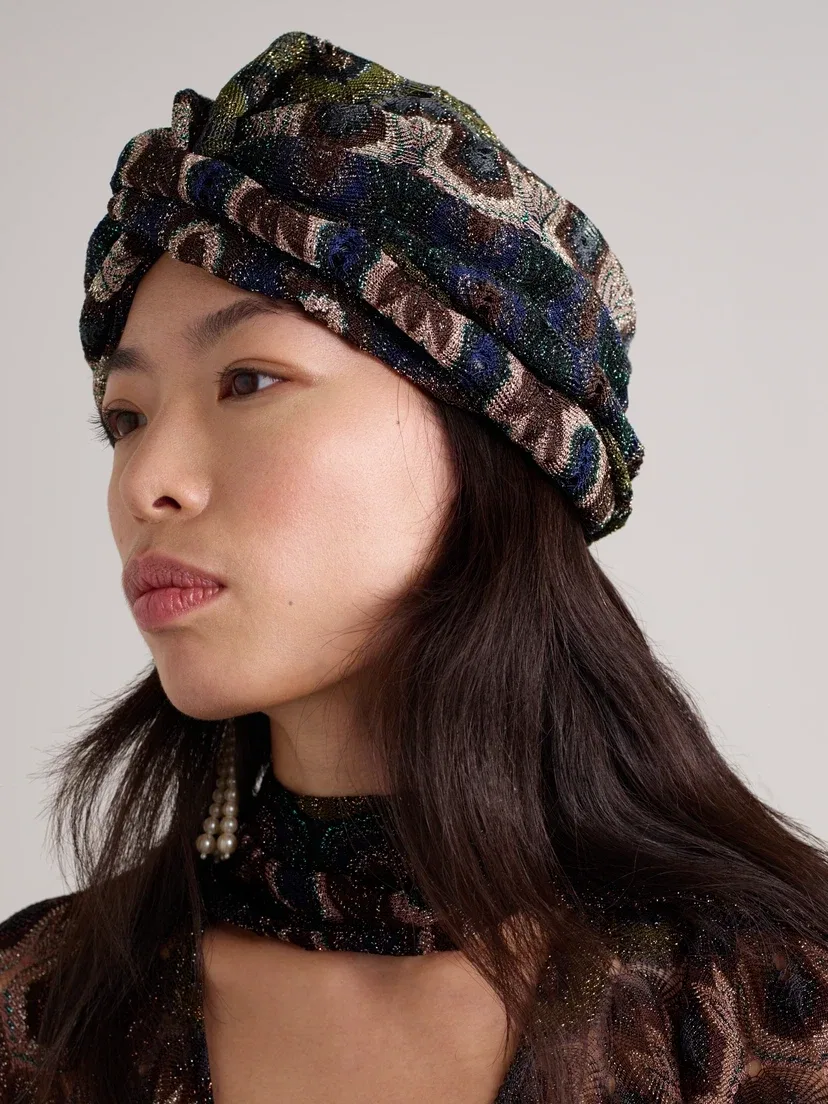 Металлический тюрбан крупной вязки Missoni, мультиколор — фото 2