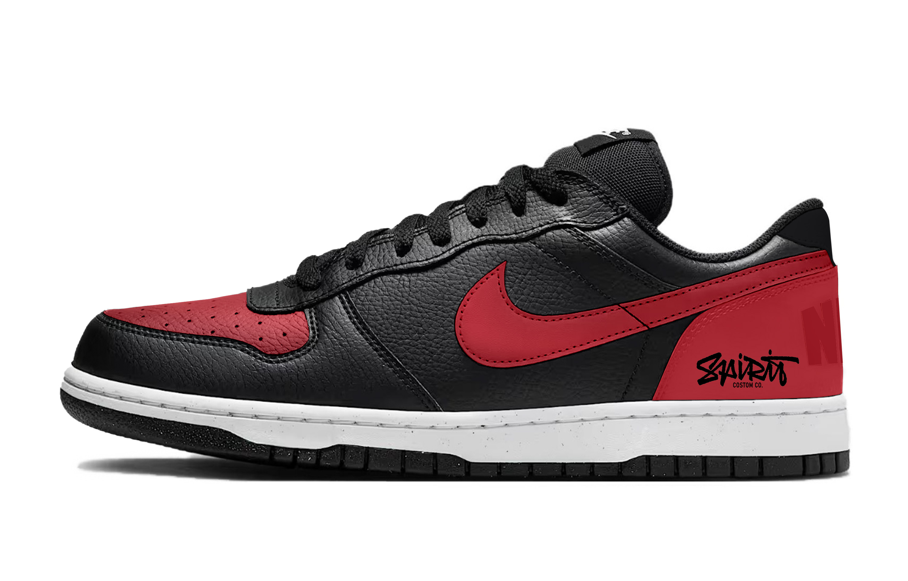 Nike Износостойкие низкие скейтбордистские кроссовки унисекс, черный с красным — фото 3