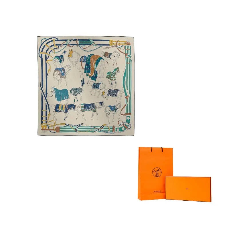 

HERMES Кашемировый вязаный шарф унисекс бежевый, Beige