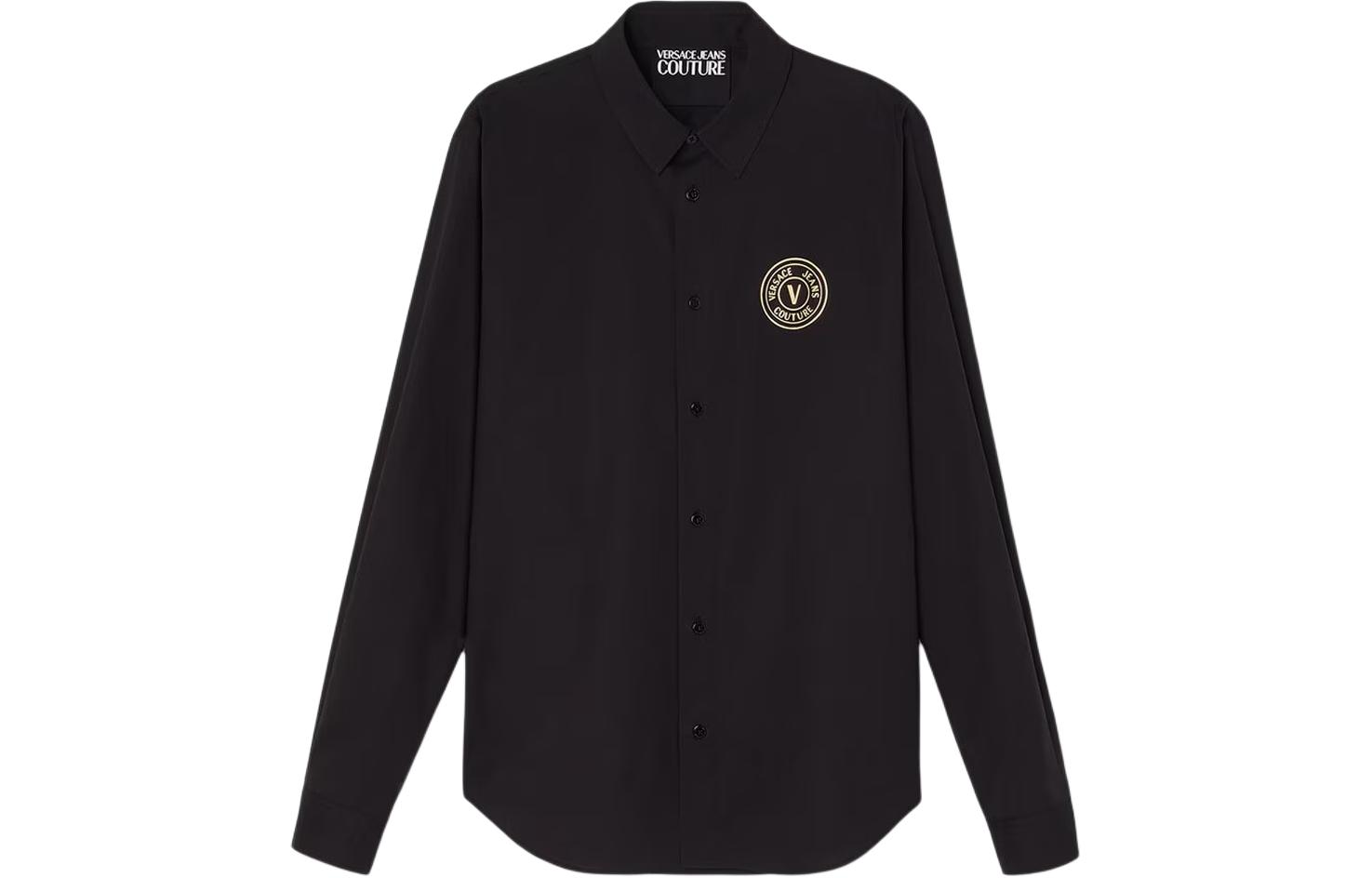 

Рубашка с вышитым логотипом на пуговицах VERSACE JEANS COUTURE, черный