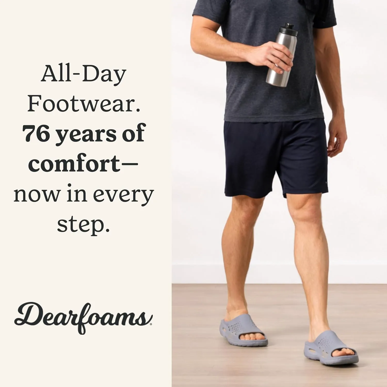 Мужские слайды с подушкой Dearfoams из легкого переработанного ЭВА — фото 4