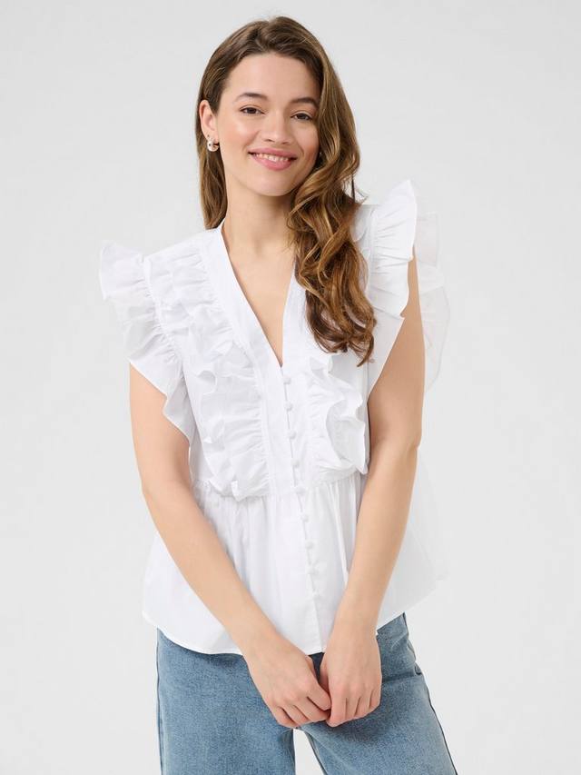 

KAgerid топ с V-образным вырезом и воланами на коротких рукавах KAFFE