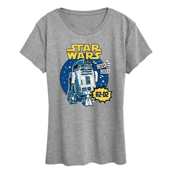 

Женская футболка с графическим рисунком комиксов r2-d2 Star Wars, серый