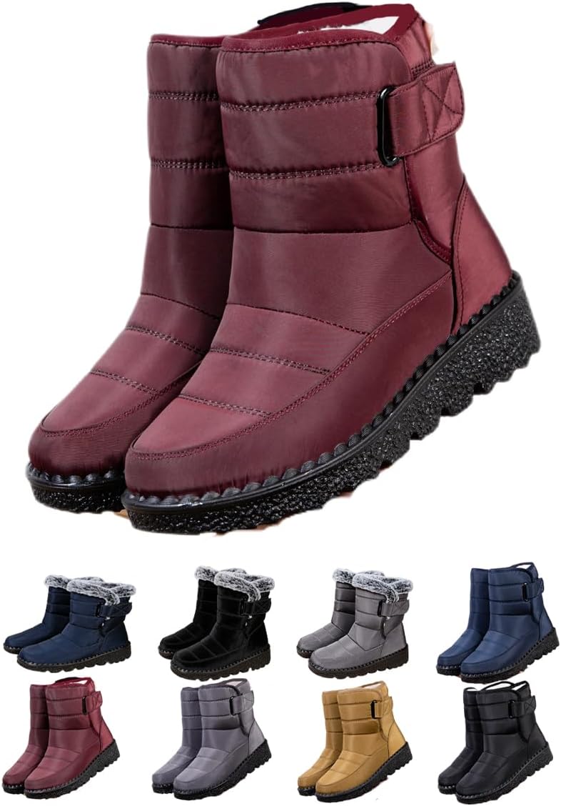 

Водонепроницаемые зимние снежные ботинки - утепленные мехом снежные ботинки - легкие противоскользящие кроссовки для тренировок и прогулок на улице - модная обувь для путешествий Generic, красный
