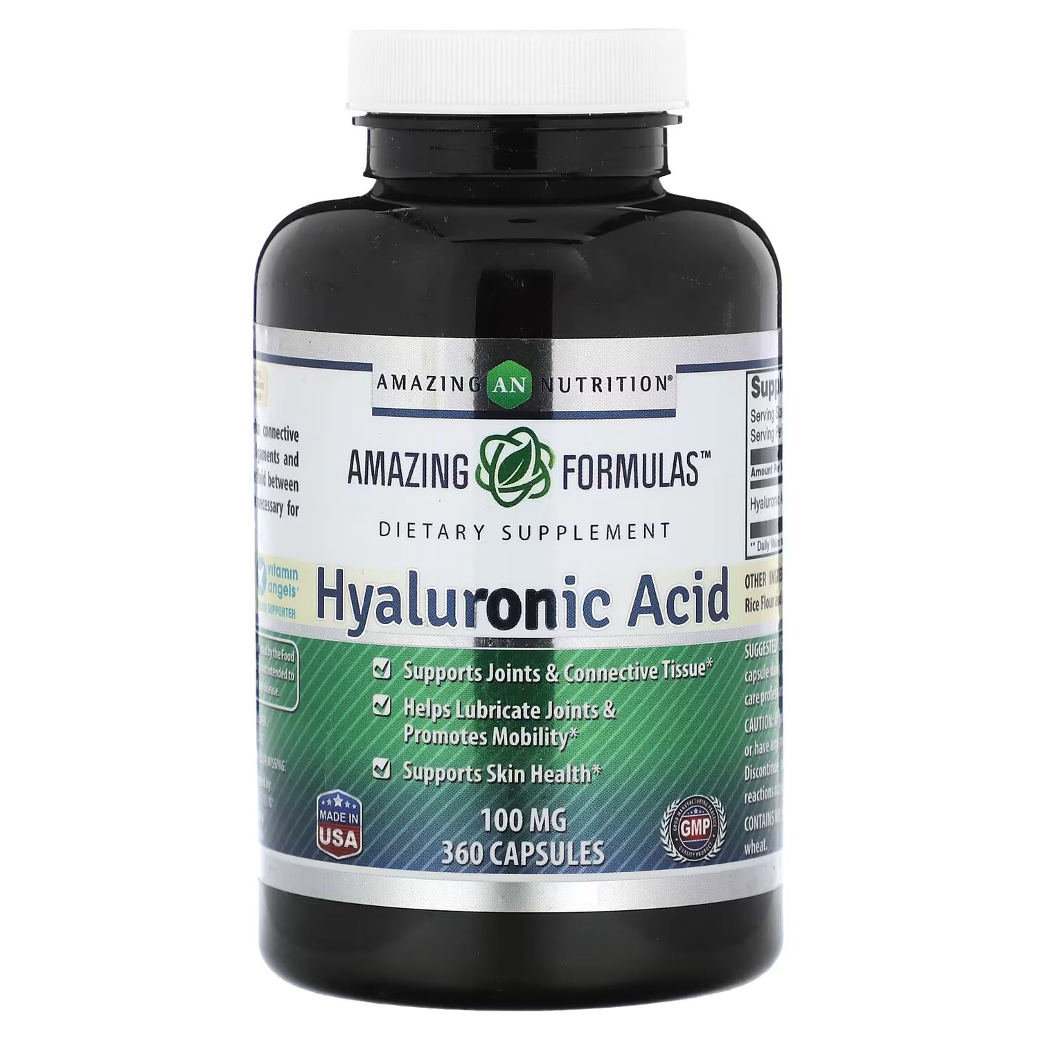 

Гиалуроновая кислота, 100 мг, 360 капсул Amazing Nutrition