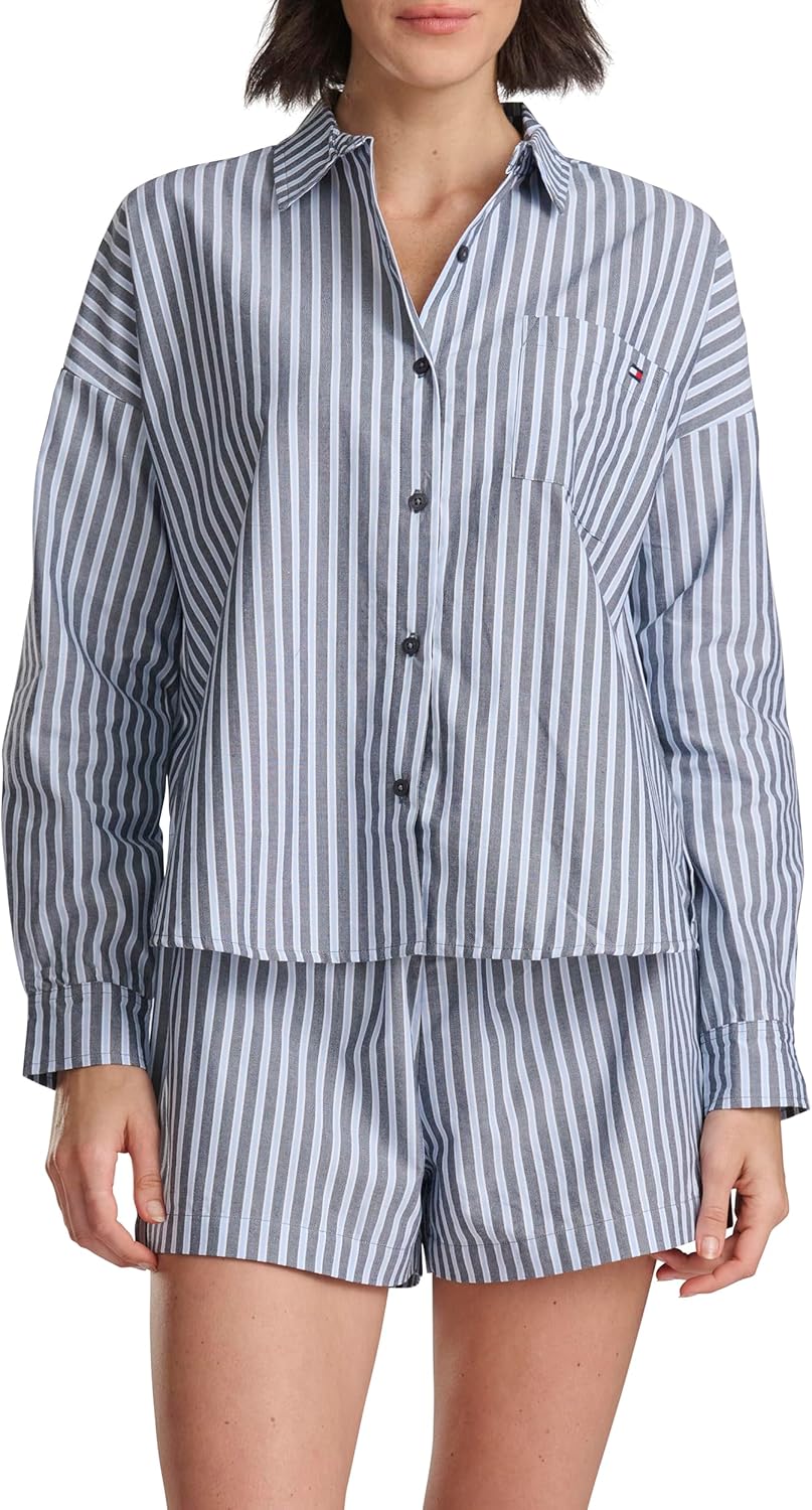 

Женская блузка-слип Tommy Hilfiger Boyfriend Fit, Sky Captain Stripe