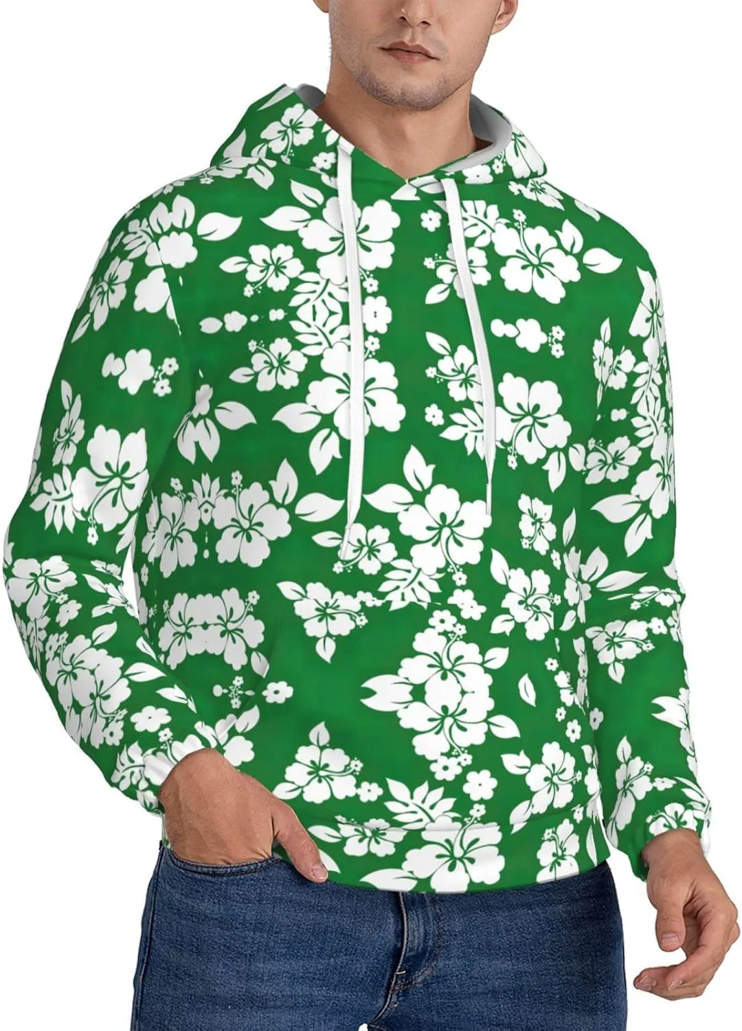 

Мужская флисовая худи с капюшоном — мягкая и теплая, с карманом, модный пуловер с гавайским принтом для весны и осени SamLng