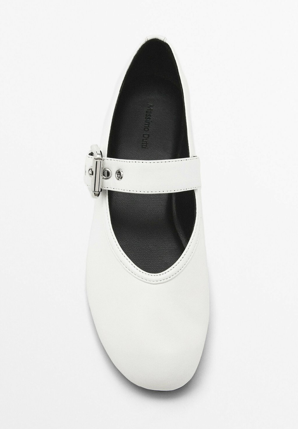 Балетки с ремешком на щиколотке SOFT FLATS WITH BUCKLE Massimo Dutti, белый — фото 3