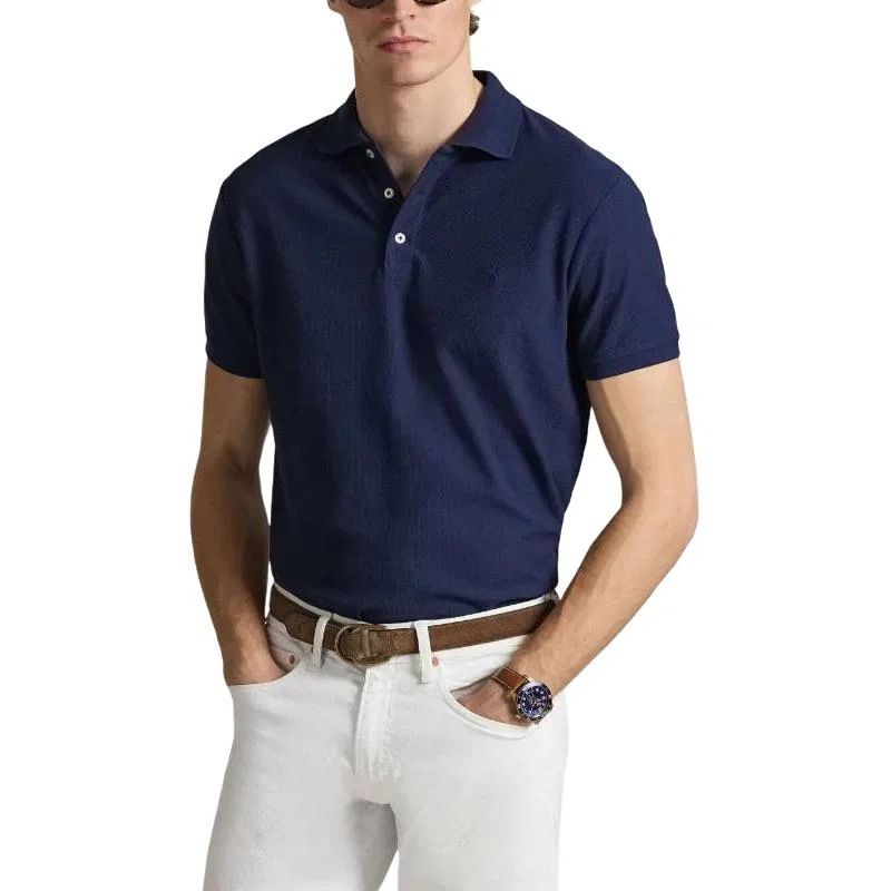 Поло с пуговицами с коротким рукавом Polo Ralph Lauren темно-синий — фото 4