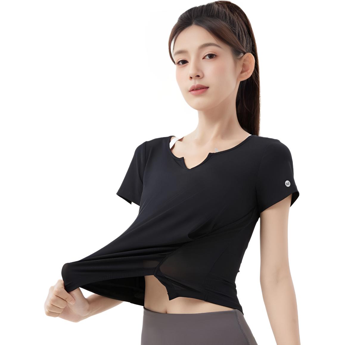 

361° Футболка для йоги женская черная с V-образным вырезом Moderate