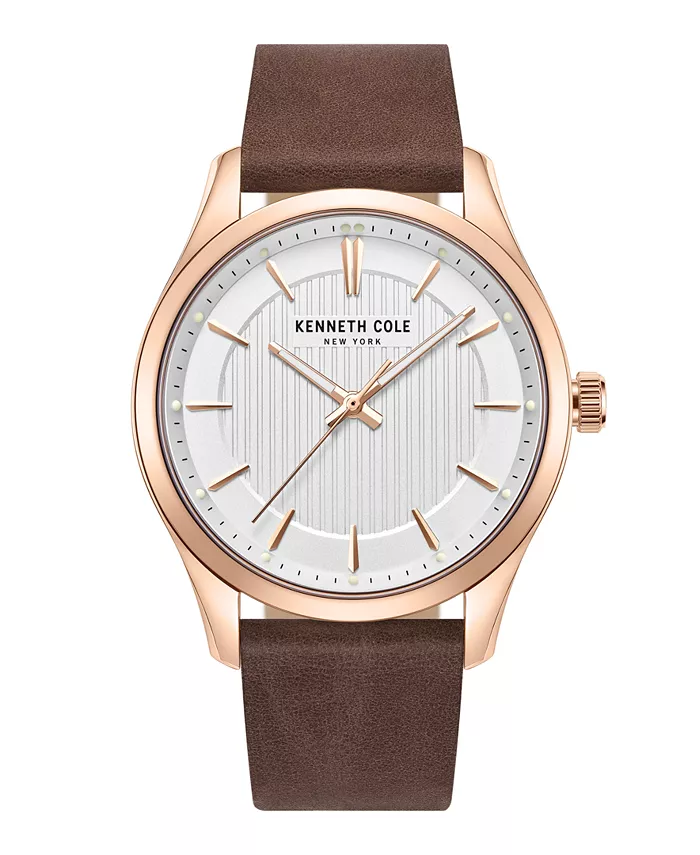 

Мужские современные классические часы с коричневым ремешком из натуральной кожи 43mm Kenneth Cole New York