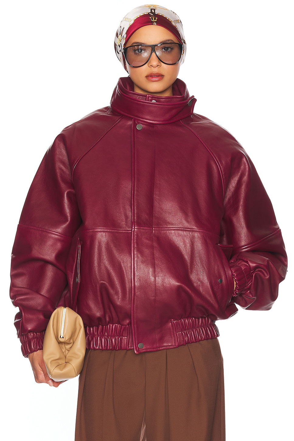 

Кожаный бомбер оверсайз Helsa, Oxblood