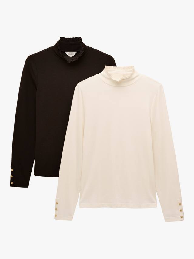 

Топ с воротником-жабо и длинными рукавами Joules, Pack of 2, Black/Creme