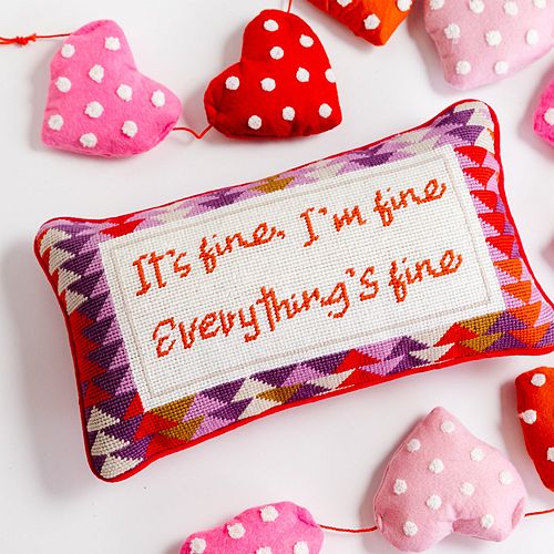 

Декоративная подушка Everything's Fine Needlepoint Furbish Studio, цвет Red