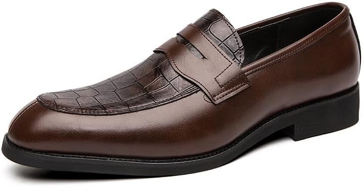 

Мужские лоферы Santimon Mens Penny с тиснением под аллигатора, деловые формальные туфли-слипоны, коричневый