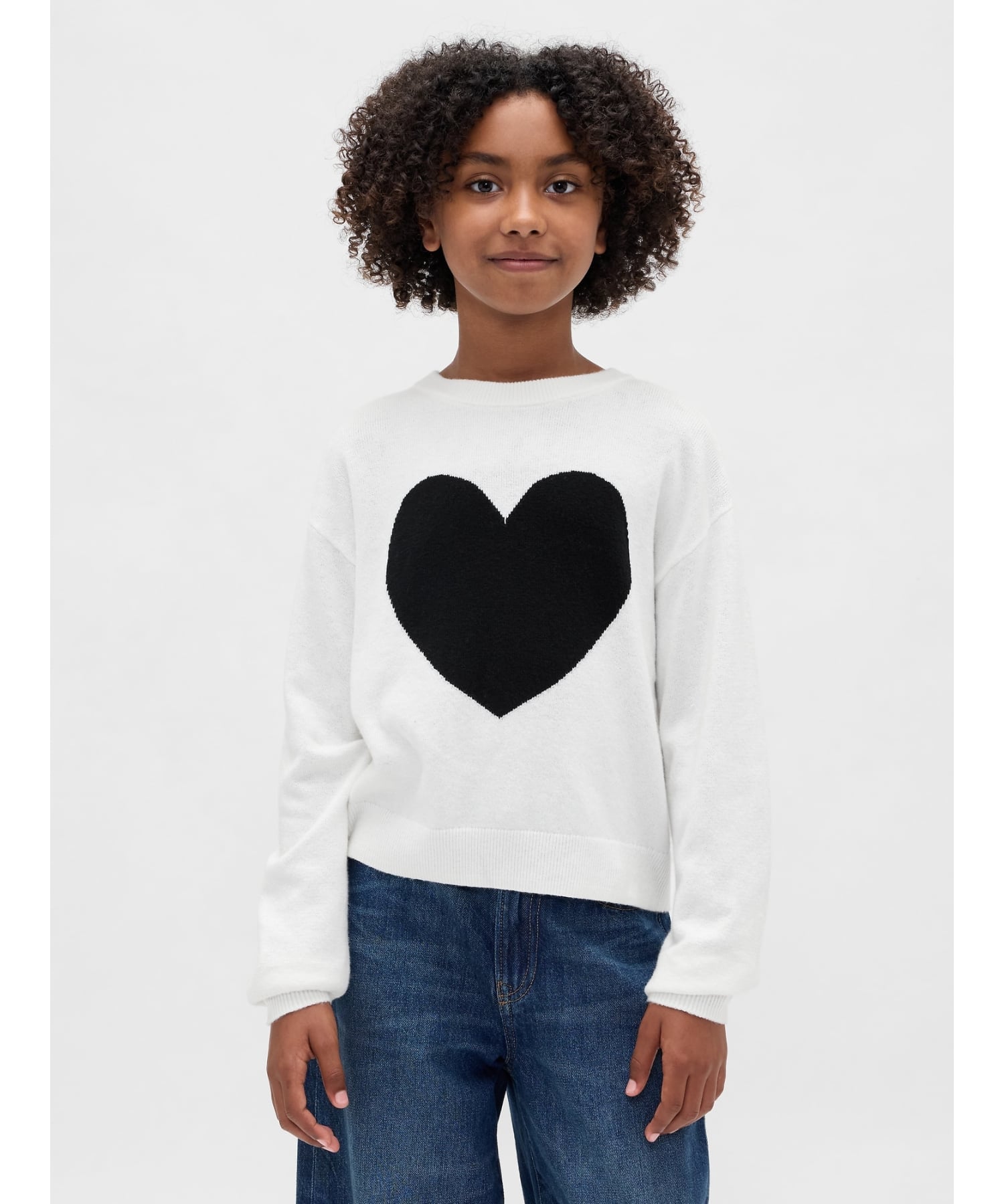 Свитер с круглым вырезом из ткани CashSoft Cashmere Touch с интарсией GAP, PLACEMENT_HEART