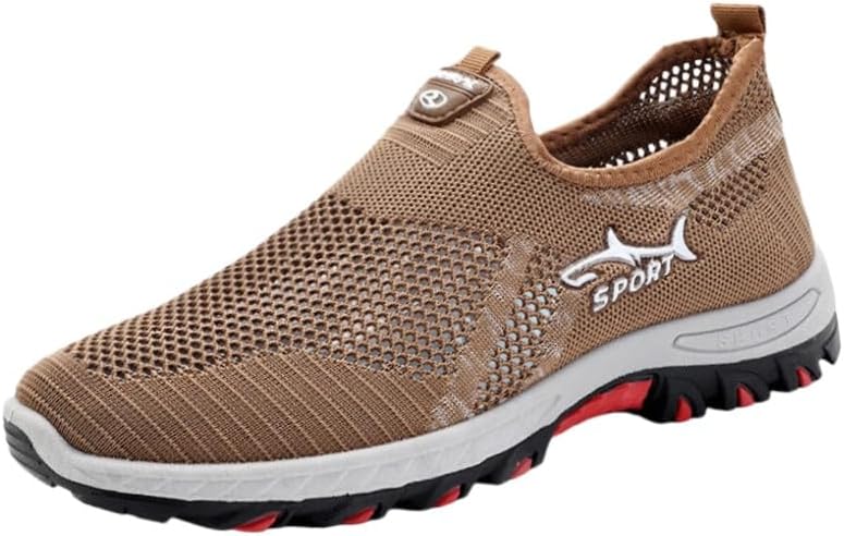 

Кроссовки большого размера для мужчин с дышащей сеткой - легкая спортивная обувь для весны/лета с прочной резиновой подошвой для повседневной носки Fusecottc, хаки