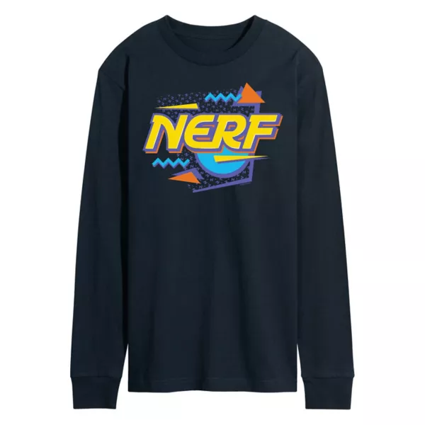 

Мужская футболка с длинным рукавом и графическим логотипом 90-х Nerf, синий