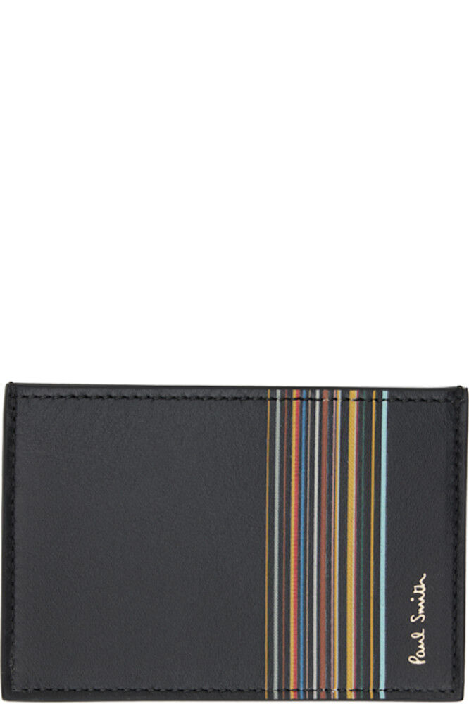 

Черный кожаный держатель для кредитных карт с фирменной полоской Paul Smith