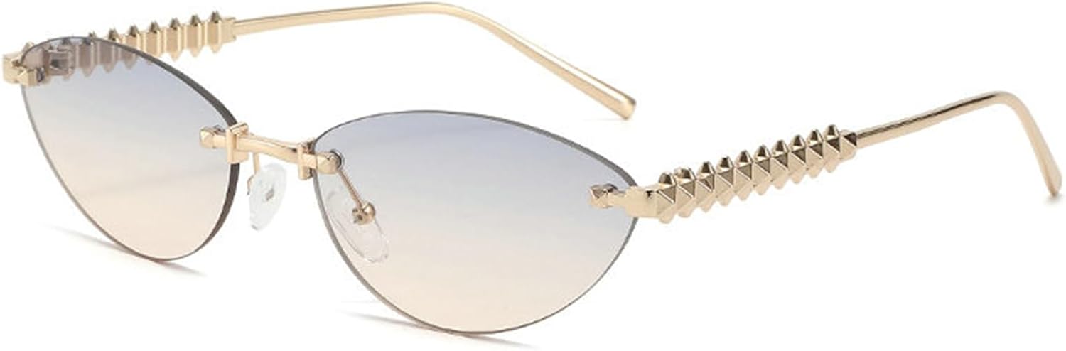 

Модные безободковые солнцезащитные очки «кошачий глаз» с металлическим оправой, винтажные, маленькие овальные, с защитой от УФ-излучения UV400, для женщин и мужчин, для активного отдыха helena, C5