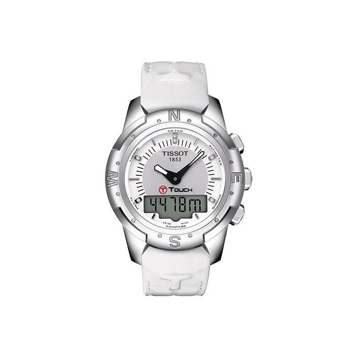 

TISSOT Часы Touchscreen Collection Quartz Movement Unisex Watch 43.3mm White Dial Titanium Watch Case Leather Strap, White Dial
