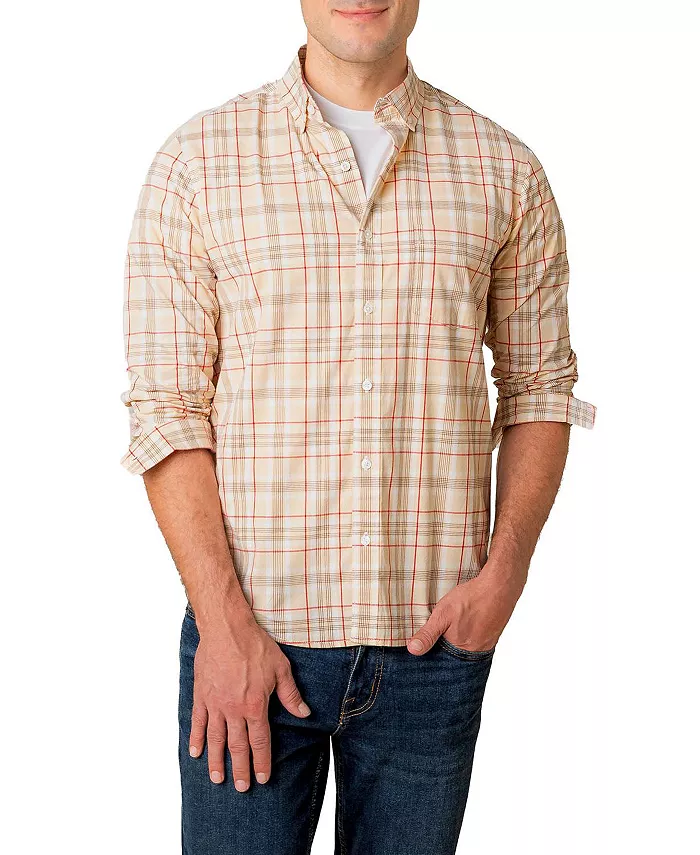 

Мужская органическая рубашка на пуговицах с длинным рукавом из стретч-поплина Hope & Henry, коричневый