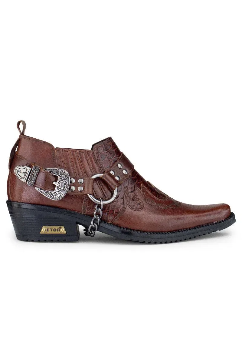 Ковбойские туфли Winklepicker с металлической отделкой Infinity Leather, коричневый